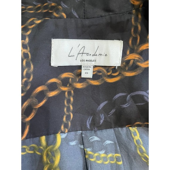 L'Academie Womens The Long Sleeve Bodysuit Chain Print Size S Black/Gold - Picture 10 of 12